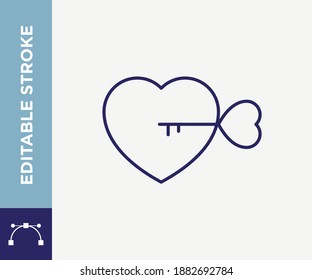 Icono del vector de contorno de bloqueo cardíaco de trazo editable