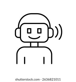 Editable stroke icon of AI voice assistant for digital classrooms and smart education platforms