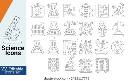 Editable Stroke Icon Set for Science