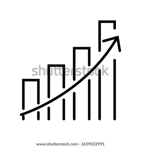 Editable stroke icon showing a financial growth chart, illustrating revenue increase and economic progress.