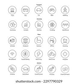 Editable Stroke Icons for Digital and Print with White Background