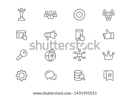 Editable stroke. Internet marketing thin line vector icon set