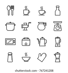 editable stroke kitchen vector Icon Set