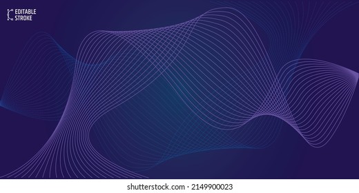 Editable stroke line. Abstract wave technology and game background. Line thickness can be changed.