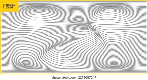 Editable stroke line. Abstract wave technology and game background. Line thickness can be changed.