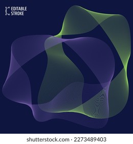Editable stroke line. Abstract wave technology and game background. Line thickness can be changed.
