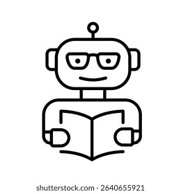 Editable stroke line icon of AI teacher for smart classroom platforms and digital academic tools