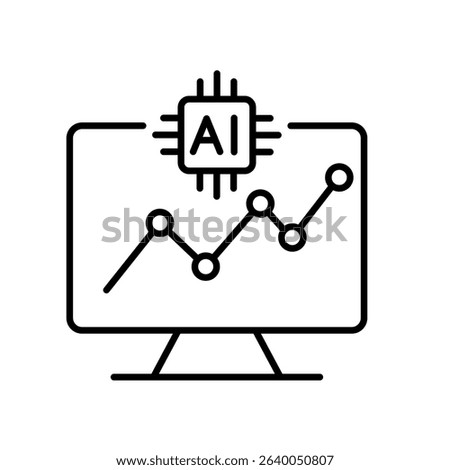 Editable stroke line icon of AI learning dashboard for analytics and academic progress tracking