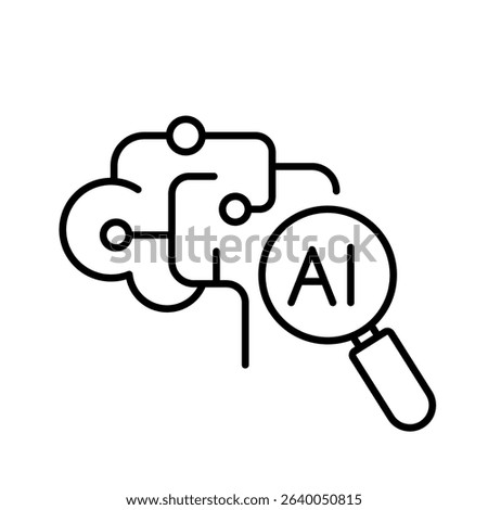 Editable stroke line icon of AI identifying knowledge gaps used in digital learning platforms and analytics tools