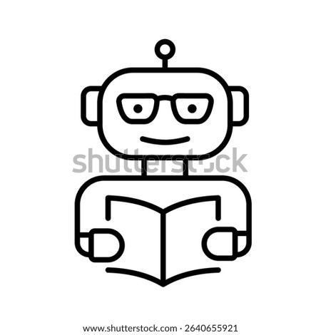 Editable stroke line icon of AI teacher for smart classroom platforms and digital academic tools
