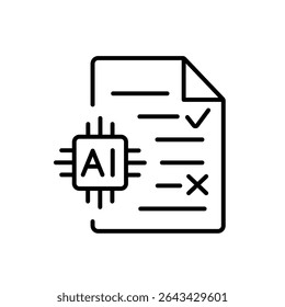 Editable stroke line icon of AI-based essay grading with automatic evaluation for e-learning platforms