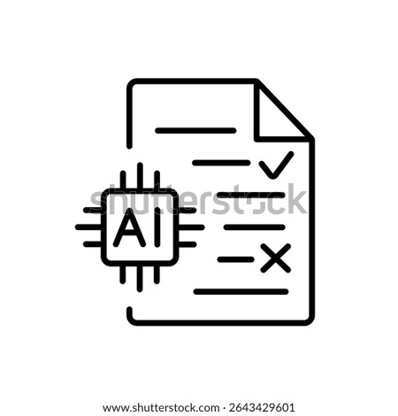Editable stroke line icon of AI-based essay grading with automatic evaluation for e-learning platforms