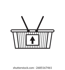 Icono de línea de trazo editable de una cesta de la compra con una flecha hacia arriba, que simboliza el aumento de las ventas, el crecimiento del comercio electrónico o el aumento de las compras. Perfecto para App, Sitios web e infografías.