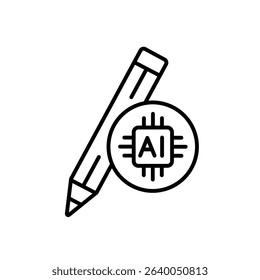 Editable stroke linear icon of AI-generated learning content for automated education systems and digital textbooks