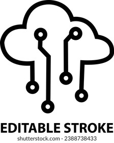 Editable stroke linear icon, Software as a service. Vector illustration.