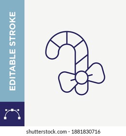 Editable Stroke Lollipop Candy Cane Outline Vector Icon