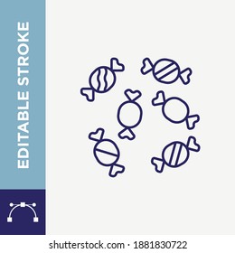 Editable Stroke Lollipop Candy Cane Outline Vector Icon