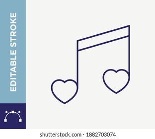 Editable Stroke Love Melody Song Outline Vector Icon