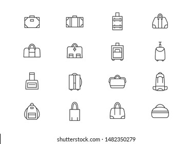 Editable stroke. Luggage thin line vector icons