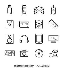 Editable Stroke Multimedia Vector Icon Set