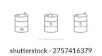 Editable Stroke oil drum vector icon Collection. barrel sign Vector illustration.