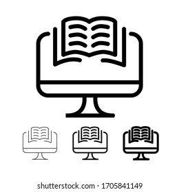 Editable Stroke Online Studying linear style icon. Education flat icon.
Vector illustration isolated on white background. 