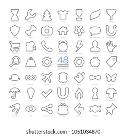 Editable stroke outline vector set basic shapes. Flat icons big collection. Color isolated signs.