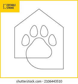 Editable stroke pet house icon. Line thickness can be changed.