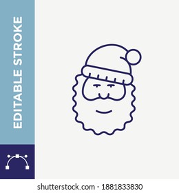 Icono de vector de contorno de carácter de pulsación editable Santa Claus