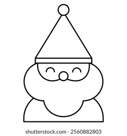 Editable Stroke Santa Claus Icon on transparent background. Vector illustration