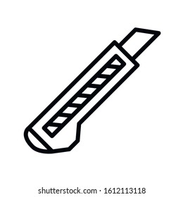 Editable Stroke Stationery Knife linear style icon. Vector illustration isolated on white background