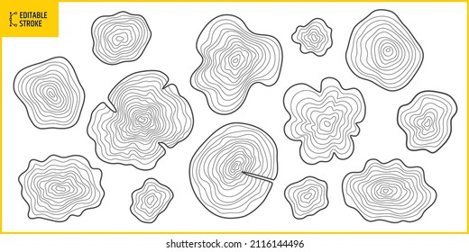 Editable stroke wood concept. Hand drawn vector line. Line thickness can be changed.