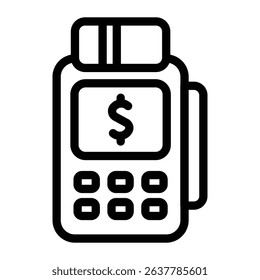 editable strokes icon of a credit card reader suitable for financial apps, websites, and ecommerce platforms. Perfect for payment processing visuals.