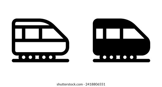 Icono de vector del tren de metro editable. Vehículos, transporte, viajes. Parte de una familia de iconos grandes. Perfecto para interfaces web y de aplicaciones, presentaciones, infografías, etc