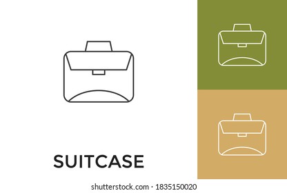 Editable Suitcase Thin Line Icon With Title. Useful For Mobile Application, Website, Software And Print Media.