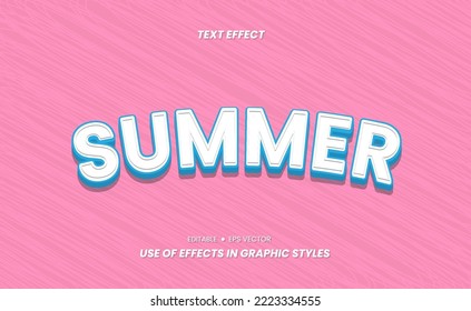 Editable Summer 3D Effect Text Vector Design