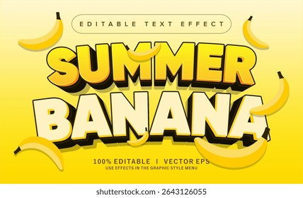 editable summer banana vector text effect with modern style design
