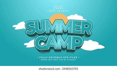 editable summer camp text effect.typhography logo