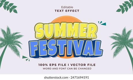 editable summer festival text effect.typhography logo