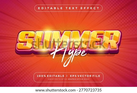 editable SUMMER hype 3d vector text effect with modern style design