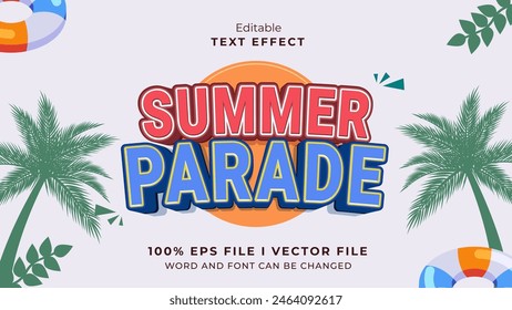 editable summer parade  text effect.typhography logo