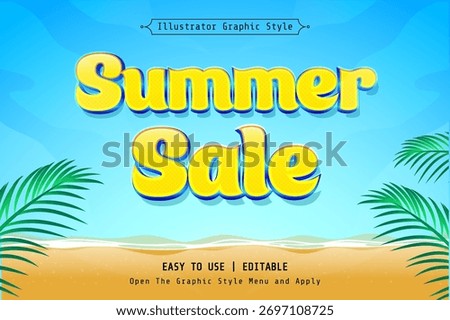 Editable Summer Sale Typography Text Effect with Beach Theme
