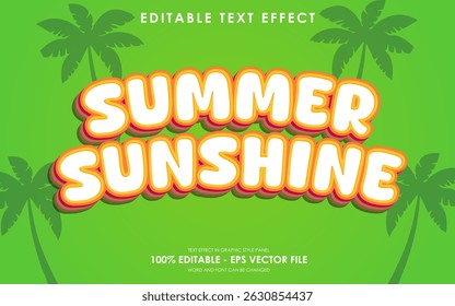 Editable summer sunshine text effect