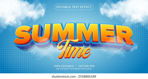 editable summer time vector 3d text effect with modern style design