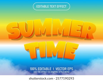 editable summer time vector text effect with modern style design