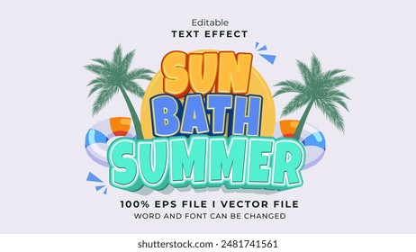 editable sun bath summer text effect.typhography logo