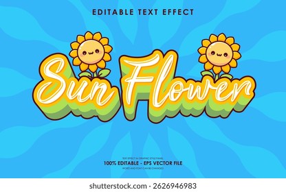 Editable sun flower text effect, with cute sun flower characters