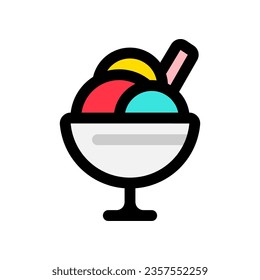Bearbeitbare Sundae Eis Vektorsymbol. Essen, Restaurant. Teil einer großen Icon-Set-Familie. Perfekt für Web- und App-Schnittstellen, Präsentationen, Infografiken usw.