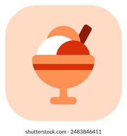 Editable sundae ice cream vector icon. Food, restaurant. Part of a big icon set family. Perfect for web and app interfaces, presentations, infographics, etc