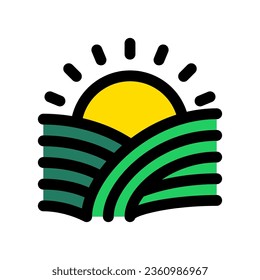 Editable sunrise, morning vector icon. Farm, field, nature, landscape. Part of a big icon set family. Perfect for web and app interfaces, presentations, infographics, etc
